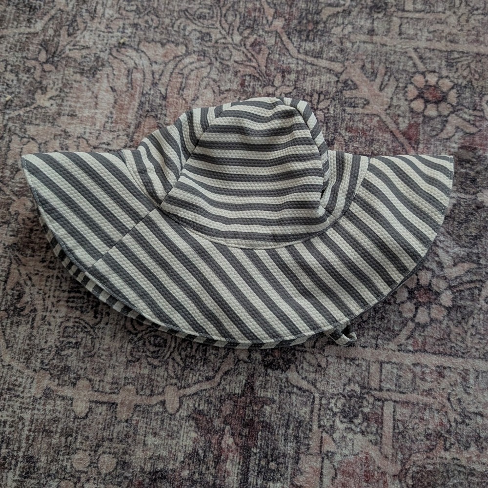 Quincy Mae Baby Striped Sun Hat Grey ( sea green) White 12-24M